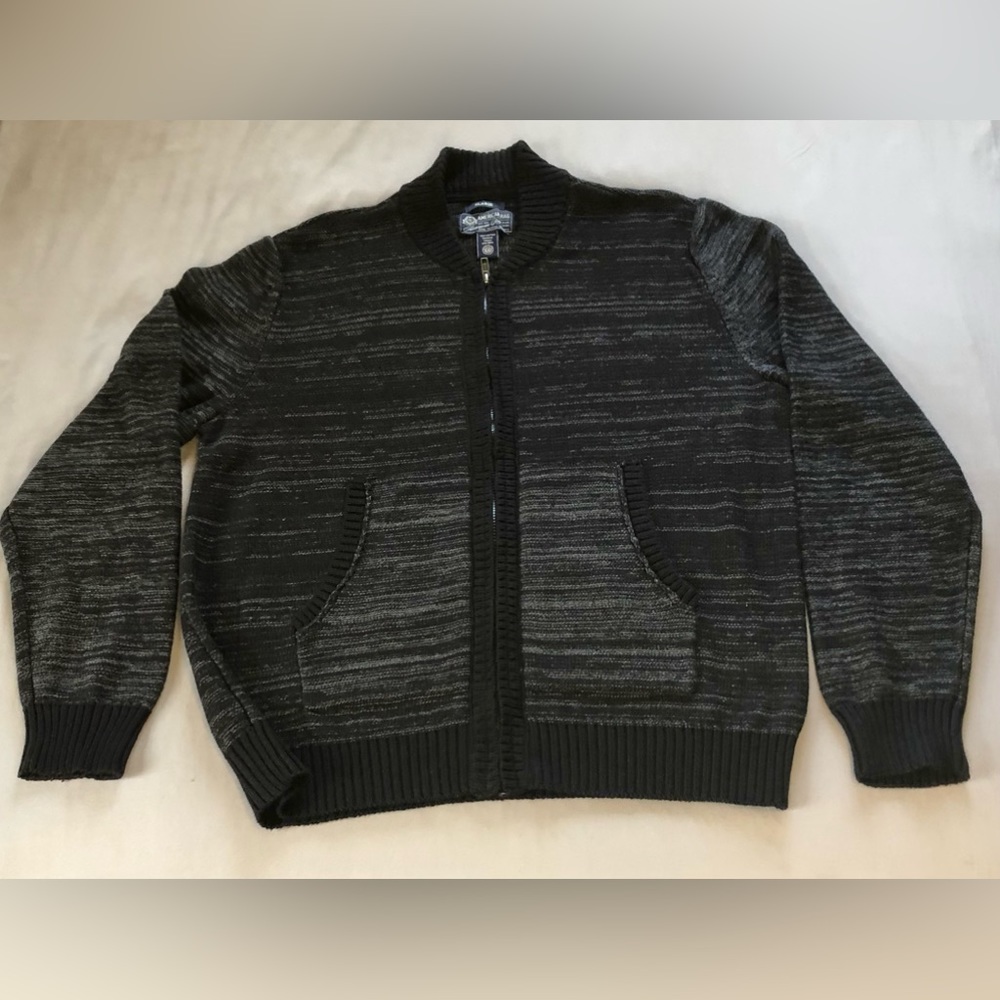 American Rag Black and Gray Zip Up Sweater Size X-LARGE